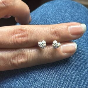 14k gold Elegant Silver Heart Stud Earrings